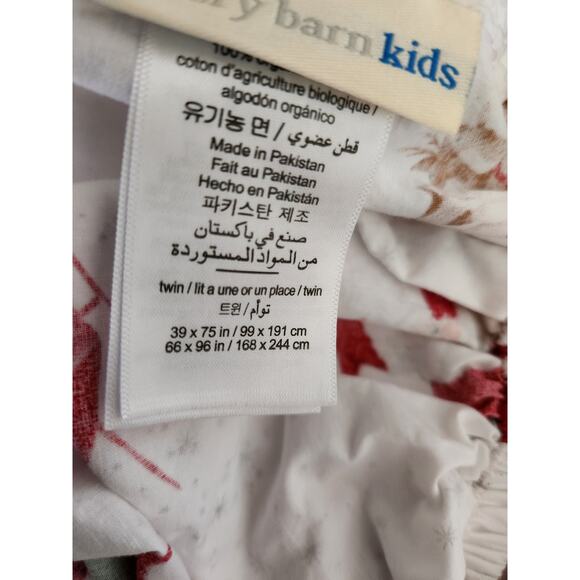 Pottery Barn Kids HERITAGE SANTA Organic Cotton Twin Sheet Flat/Fitted Christmas - Picture 3 of 4